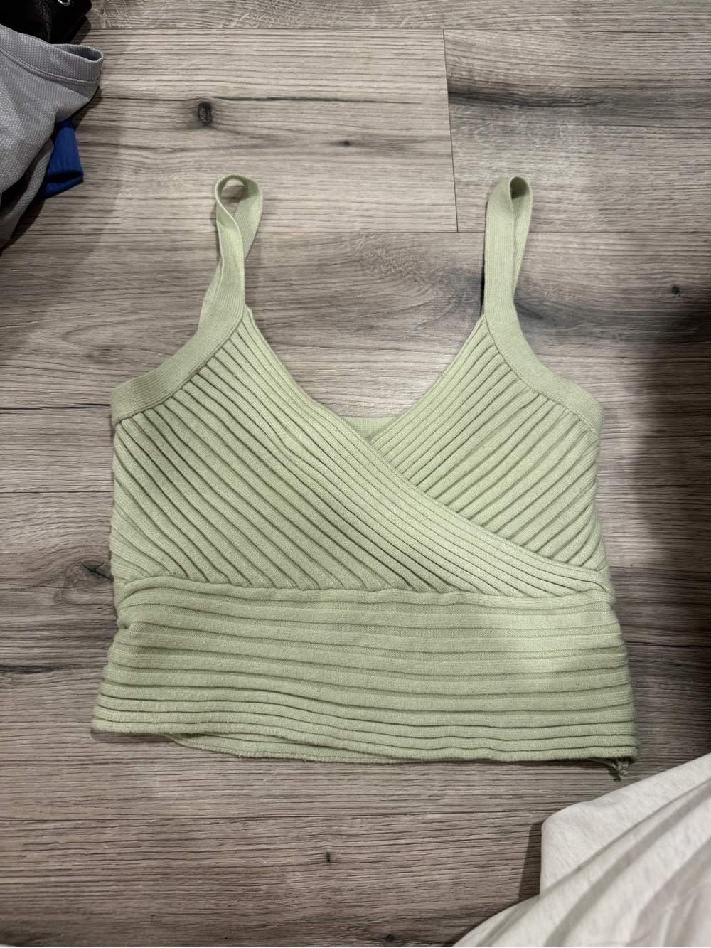 Princess Polly Light Green Ribbed Wrap Cami Tank